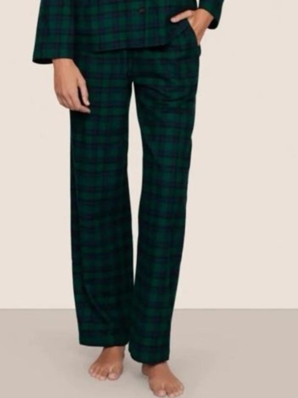 Eberjey Flannel Pajama Pants XL Green Blackwatch Plaid Organic Cotton Lounge